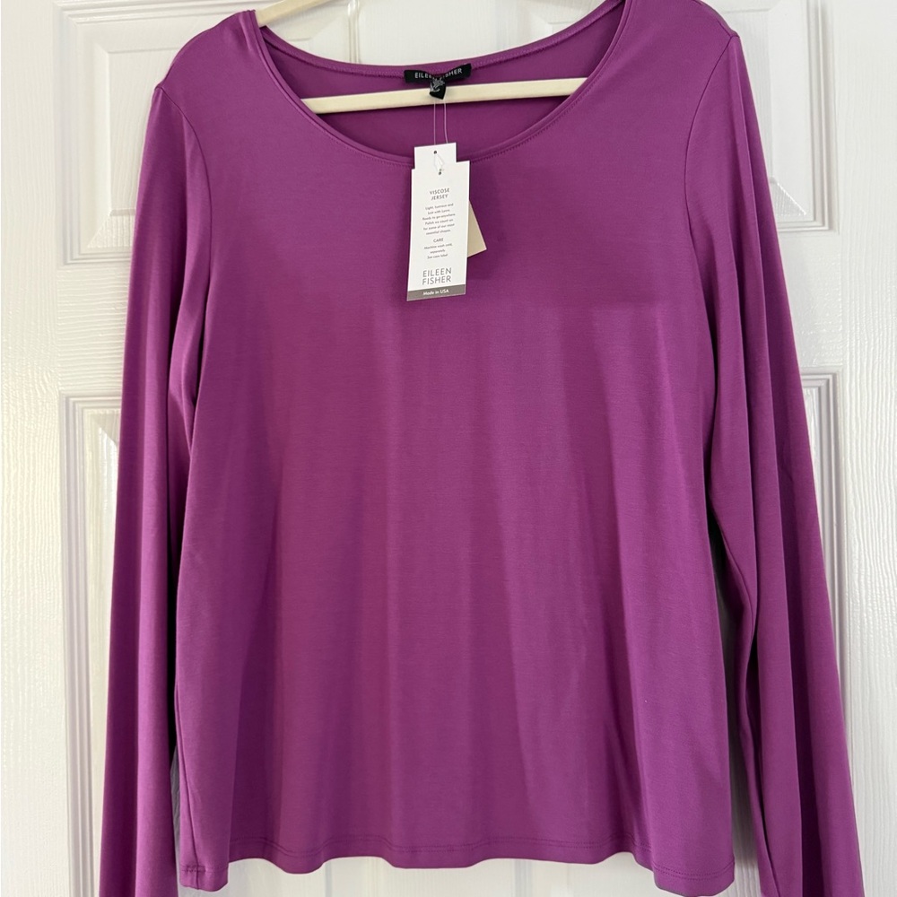 Eileen Fisher Rich Purple Long Sleeve Tee